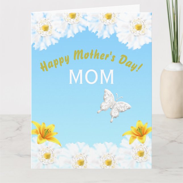 Tarjeta Día de la madre de la mariposa floral de la primav (Anverso)