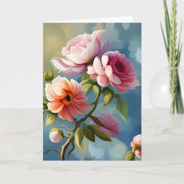 Tarjeta Día de la madre de las flores rosas (Anverso)