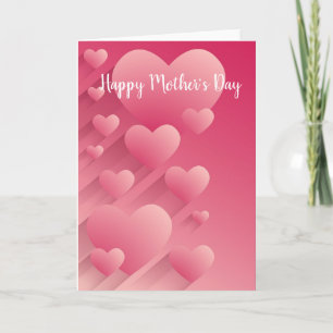 Tarjeta Día de la madre de los corazones rosados