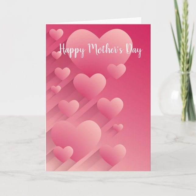 Tarjeta Día de la madre de los corazones rosados (Anverso)