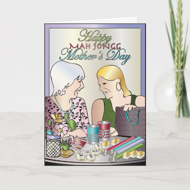 Tarjeta Día de la Madre de Mah Jongg (Anverso)