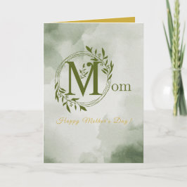 Tarjeta Día de la Madre de mamá de monograma de vegetación