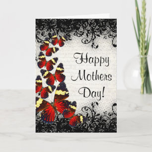 Tarjeta Día de la Madre de mariposa de encaje gótico