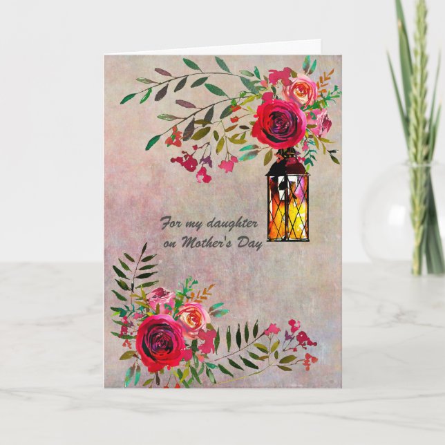 Tarjeta Día de la Madre de mi hija elegante floral (Anverso)