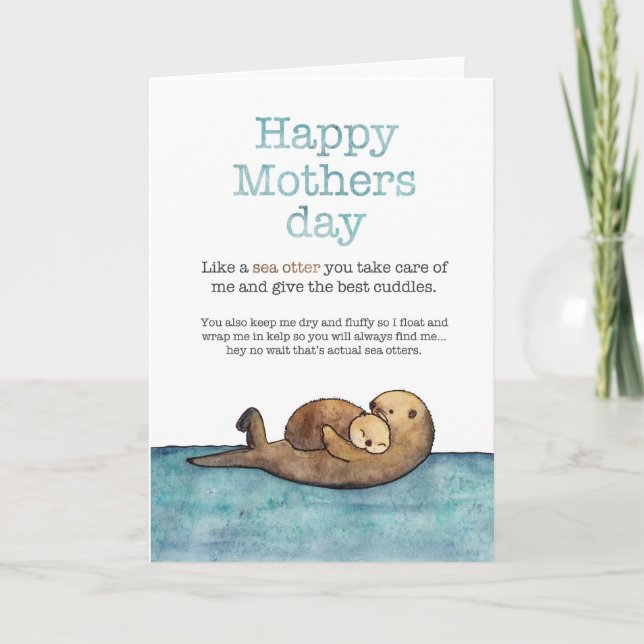 Tarjeta Día de la Madre de nutria marina (Anverso)