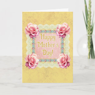 Tarjeta Día de la Madre de oro amarillo de estilo vintage 