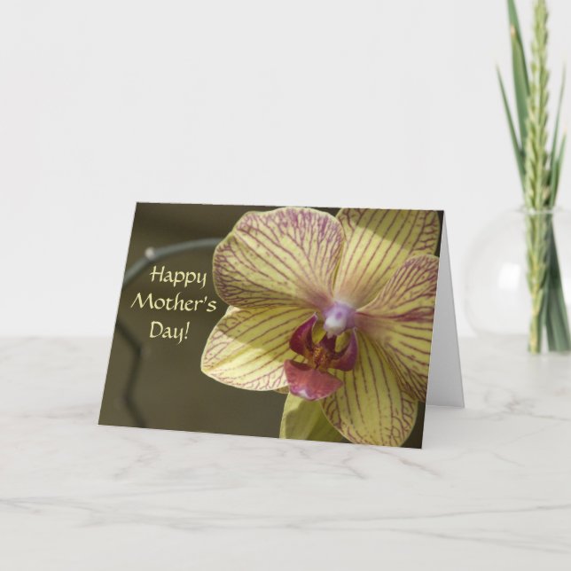 Tarjeta Día de la Madre de orquídeas amarillas (Anverso)