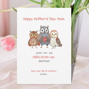 Tarjeta Día de la Madre de Owl Pun