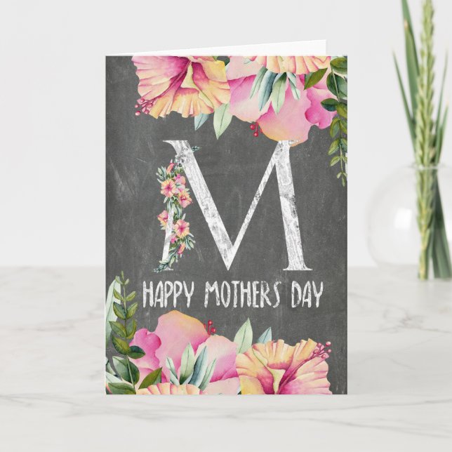 Tarjeta Día de la Madre de pizarra floral (Anverso)