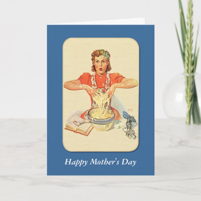 Tarjeta Día de la Madre de Retro Housewife (Anverso)