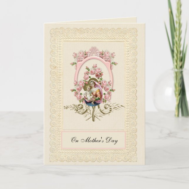 Tarjeta Día de la Madre de Rosas de la Santísima Virgen Ma (Anverso)