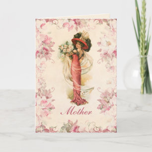 Tarjeta Día de la Madre de Rosas de Victoria Lady Vintage