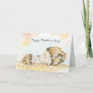 Tarjeta Día de la Madre de sedgehog de bosque acuático