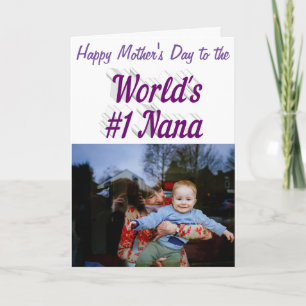 Tarjeta Día de la Madre de texto púrpura de Nana Photo
