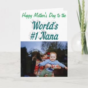 Tarjeta Día de la Madre de texto verde de Nana Photo