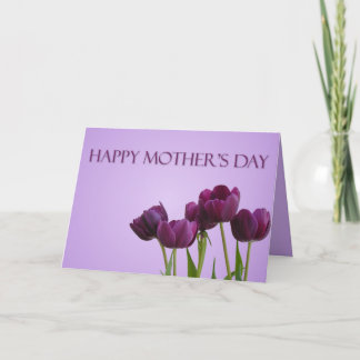 Tarjeta Día de la madre de tulipanes morados