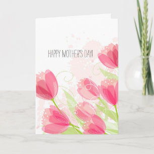 Tarjeta Día de la madre de tulipanes rosados