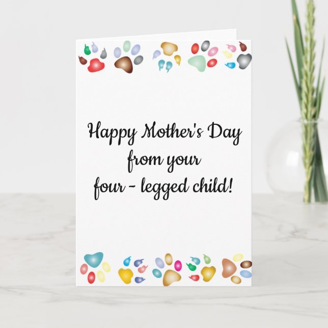 Tarjeta Día de la madre de un niño de cuatro piernas masco (Anverso)