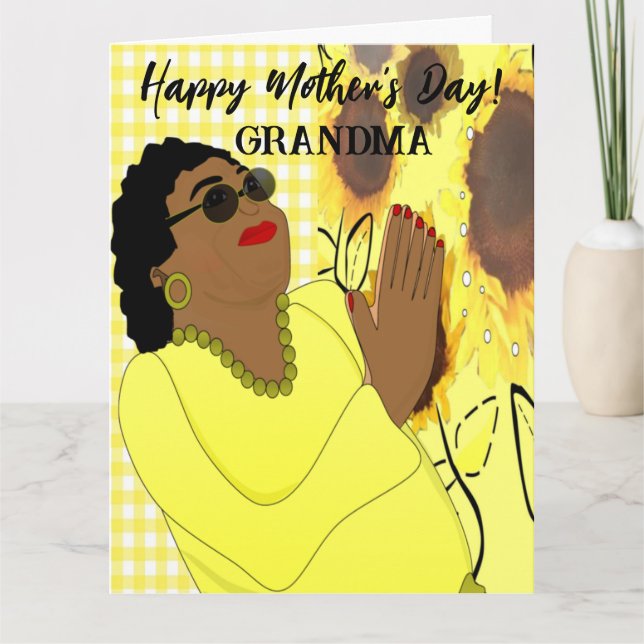 Tarjeta Día de la Madre de una Abuela Afroamericana Giraso (Anverso)