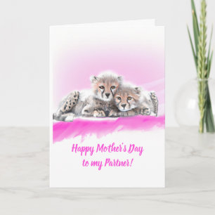 Tarjeta Día de la Madre de una Pareja de Cubs Chita Rosada