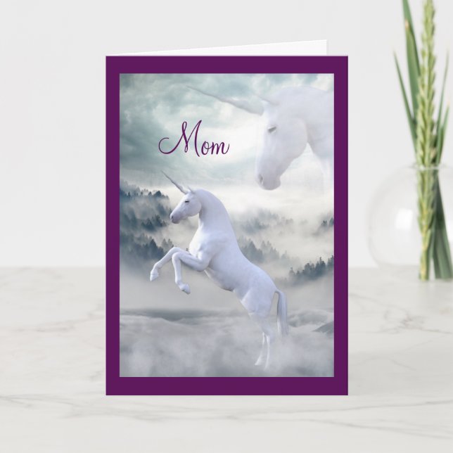 Tarjeta Día de la Madre de Unicornio (Anverso)
