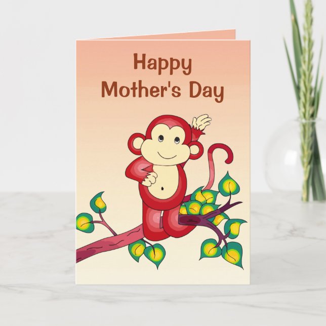 Tarjeta Día de la Madre del animal de Red Monkey (Anverso)