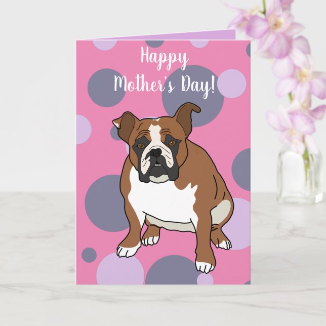 Tarjeta Día de la madre del Bulldog inglés (Orquídea)