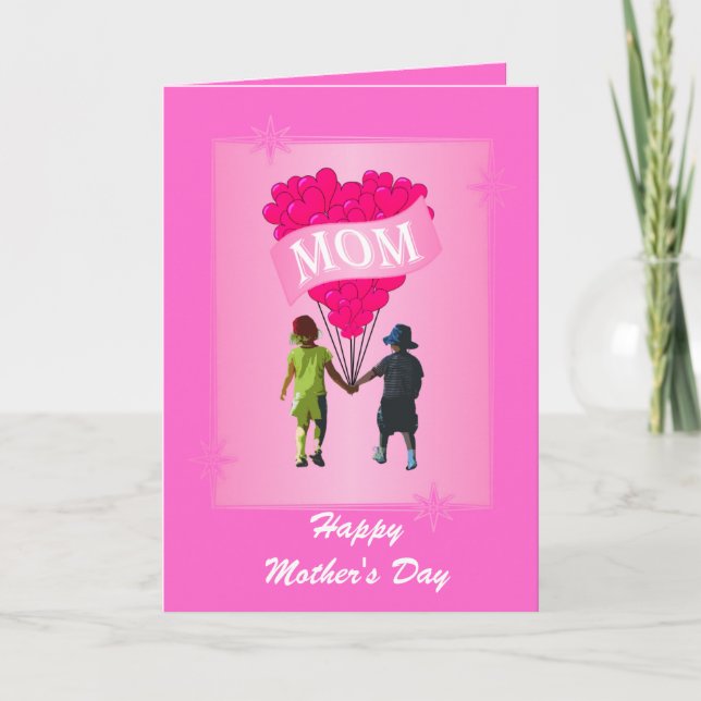Tarjeta Día de la madre del corazón rosado (Anverso)