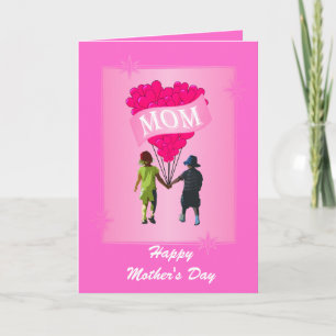 Tarjeta Día de la madre del corazón rosado