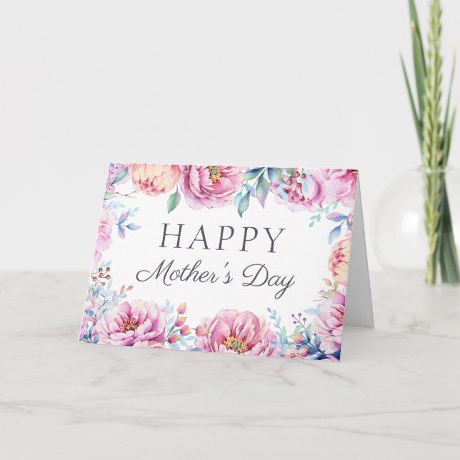 Tarjeta Día de la madre del marco floral (Anverso)