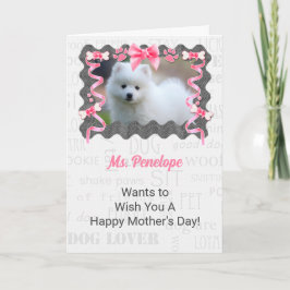 Tarjeta Día de la madre del perro en rosa y gris