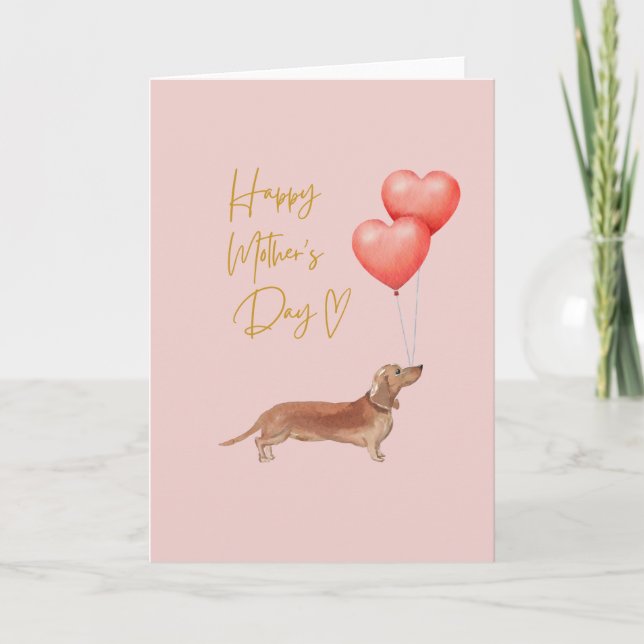 Tarjeta Día de la Madre del Perro - Mamá Dachshund (Anverso)
