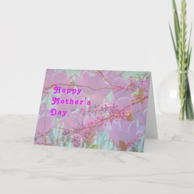 Tarjeta Día de la Madre, Diseño Digital Lavanda con Tulipa (Anverso)