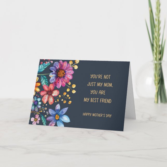 Tarjeta Día de la Madre Diseño Floral Divertido y Capricho (Anverso)