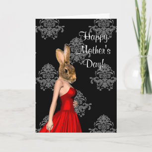 Tarjeta Día de la Madre divertida de caracteres de conejo