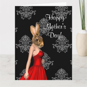 Tarjeta Día de la Madre divertida de caracteres de conejo
