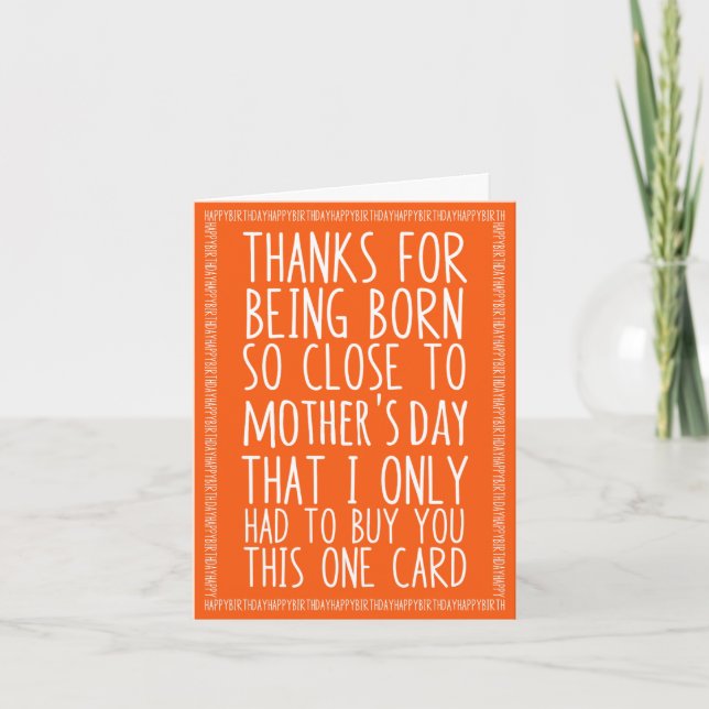 Tarjeta Día de la madre divertida y cumpleaños combinados (Anverso)
