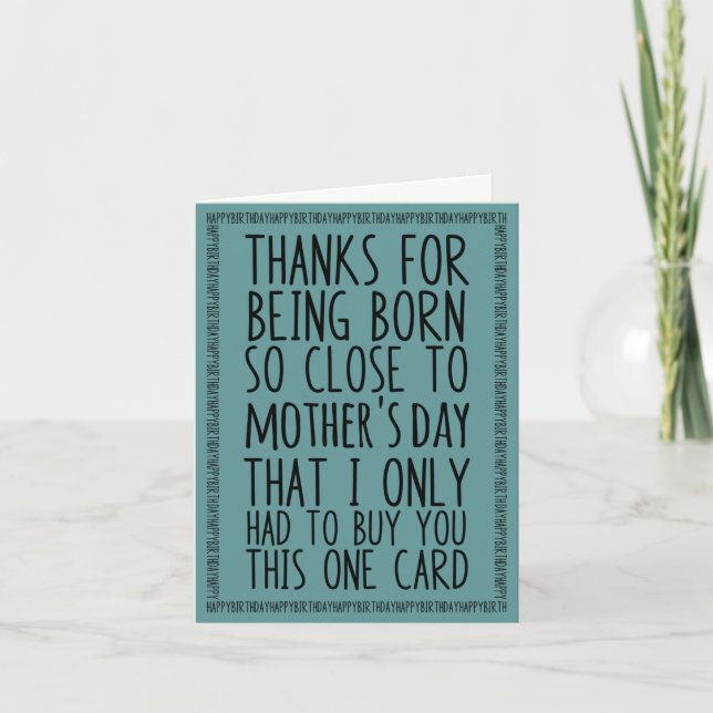 Tarjeta Día de la madre divertida y cumpleaños combinados (Anverso)