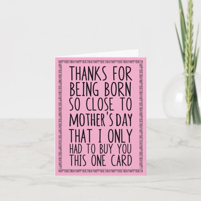 Tarjeta Día de la madre divertida y cumpleaños combinados (Anverso)