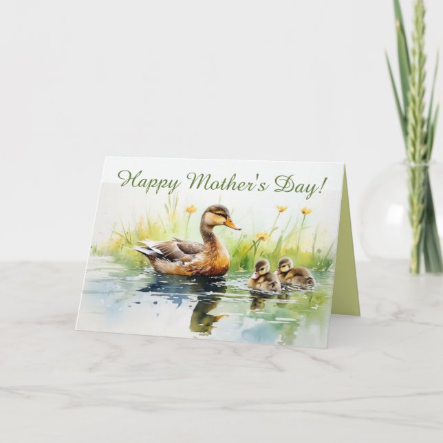 Tarjeta Día de la Madre editable de pato y bollos (Anverso)