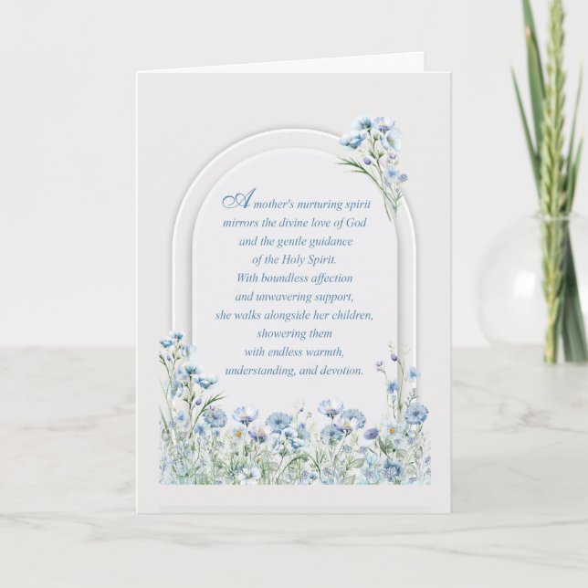 Tarjeta Día de la Madre Elegante amor religioso azul turbi (Anverso)