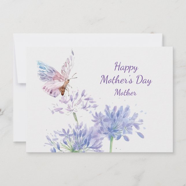 Tarjeta Día de la Madre Elegante Jardín Butterfy Madre (Anverso)