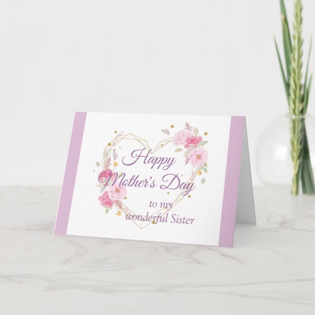 Tarjeta Día de la Madre Elegante Jardín Flores Corazón Amo (Anverso)
