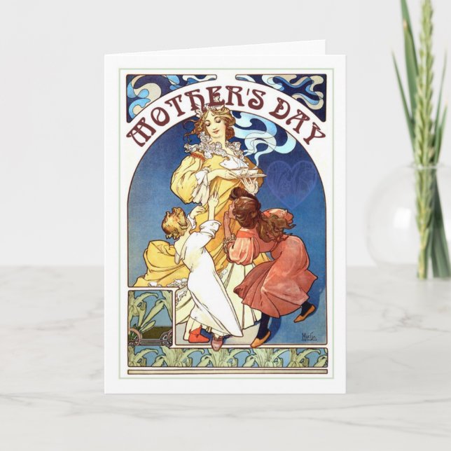 Tarjeta Día de la Madre en Art Nouveau (Anverso)