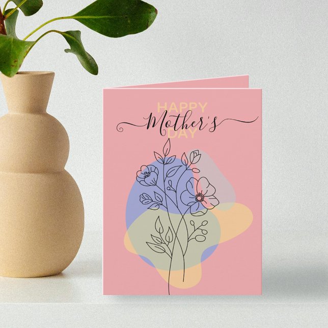 Tarjeta Día de la Madre en la Línea Pastel Botánica Modern (Subido por el creador)