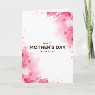 Tarjeta Día de la Madre Feliz Acuarela Rosa Floral Elegant
