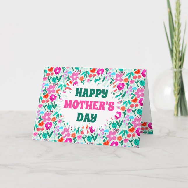 Tarjeta Día de la Madre Feliz Flor Silvestre Personalizada (Anverso)