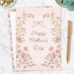 Tarjeta Día de la Madre Feliz Floral Elegante Personalizad
