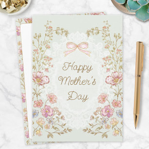Tarjeta Día de la Madre Feliz Floral Elegante Personalizad