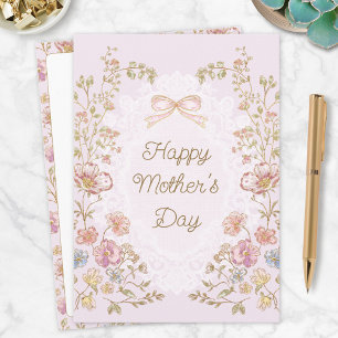 Tarjeta Día de la Madre Feliz Floral Elegante Personalizad